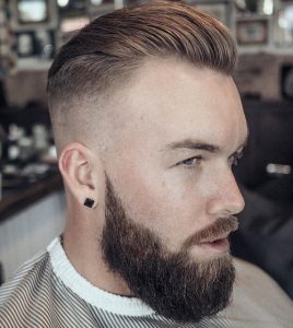 slick back hairstyle with beard