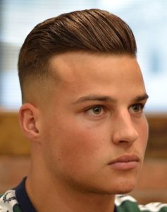 Short Pompadour haircut for men with big foreheads
