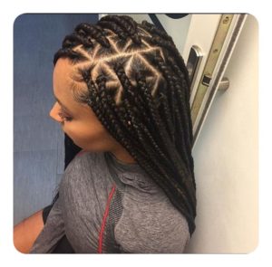 Bold Triangle Parted Box Braids 