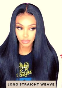 middle part sew in straight hair