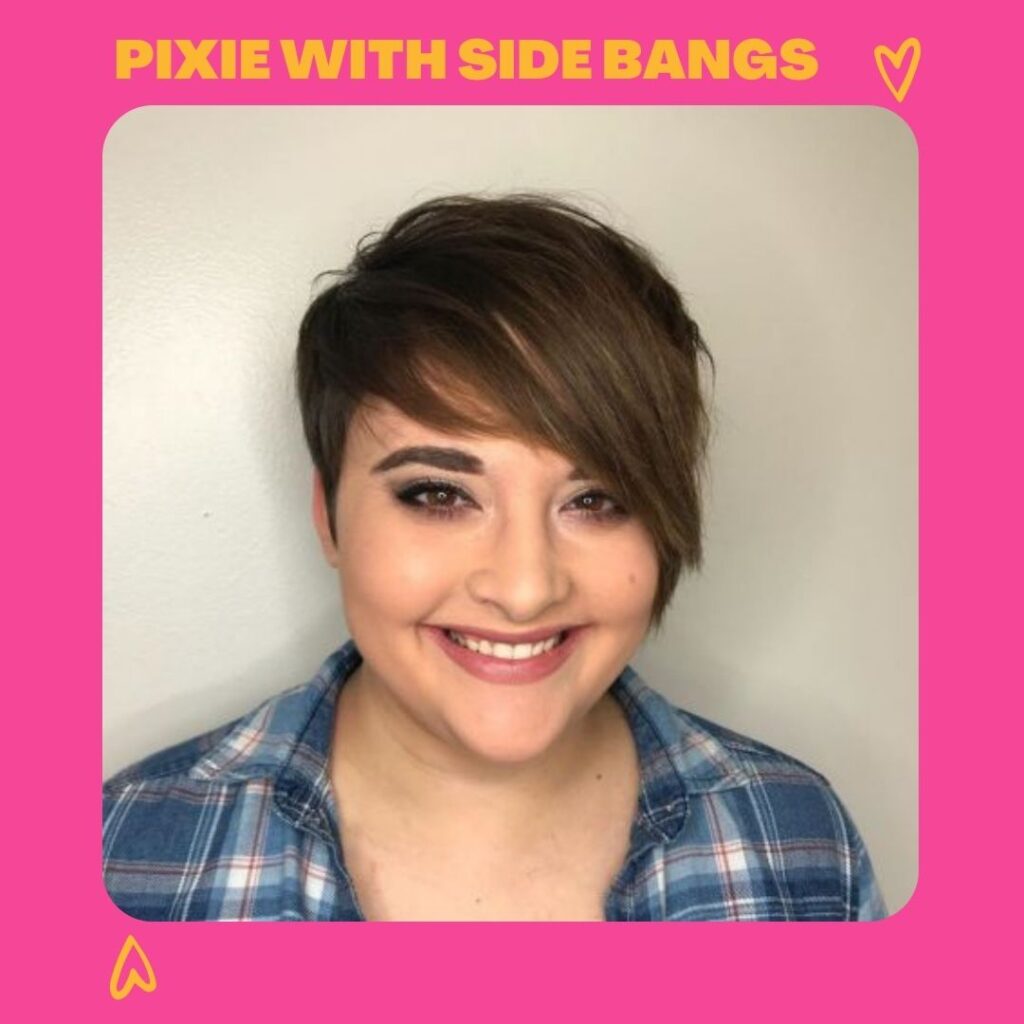 Pixie With Side Bangs For Chubby Faces