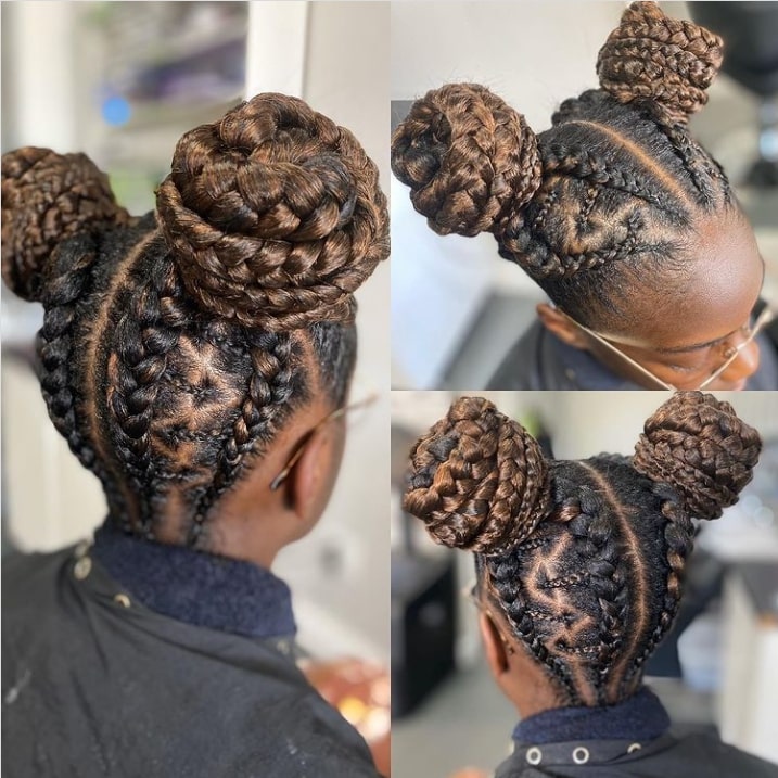 Space bun Jumbo braids hairstyle