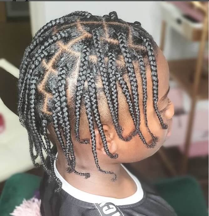 Micro braids hairstyle for black boys