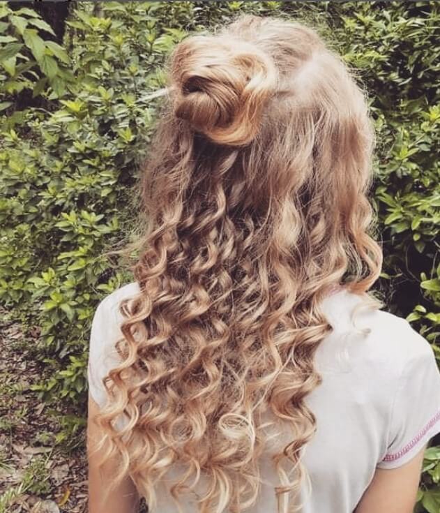 half up half down hairstyles for curly hair with bun