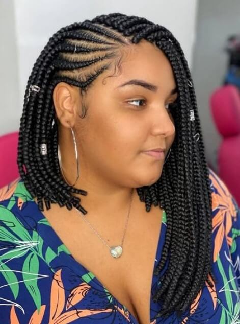 Bob Braid Hairstyle With A Long And Short Cut
