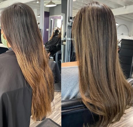 blonde and auburn highlights in brown hair