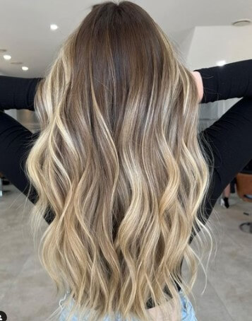 blonde and caramel highlights in brown hair