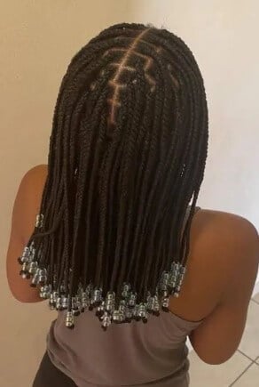 Short braids with beads