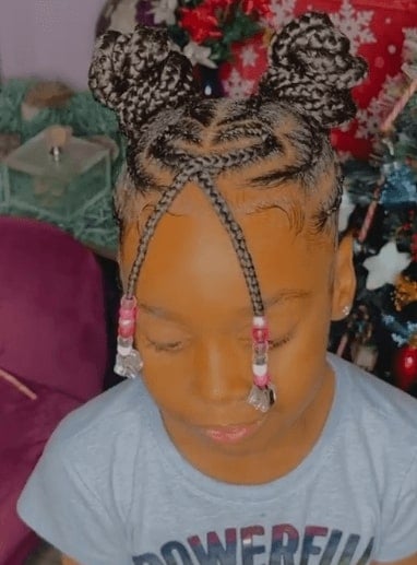Two Braided Buns with Beads