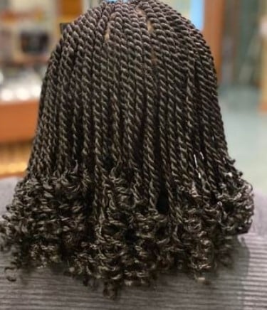 small senegalese twist with curly ends