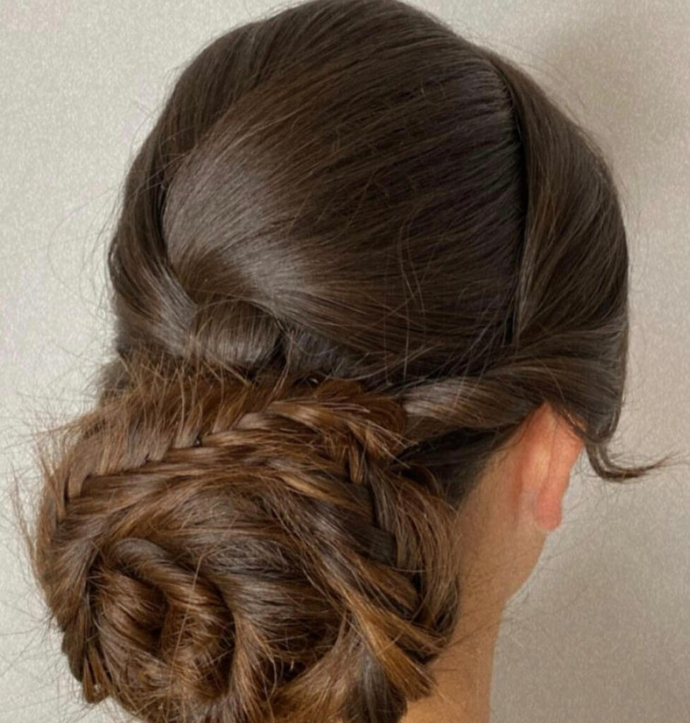 braided bun updo for homecoming