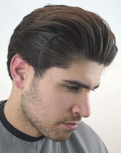 slicked back hair with beard