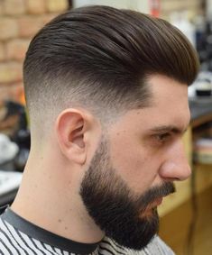 slicked back hairstyle with volume
