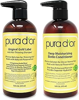 Sponsored Ad - PURA D'OR Biotin Original Gold Label Anti-Thinning (16oz x 2) Shampoo & Conditioner Set, Clinically Tested ...