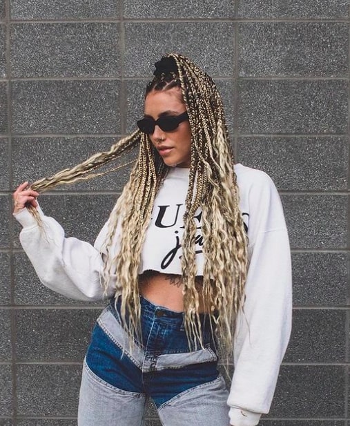 Blonde Box Braids with Curly Ends